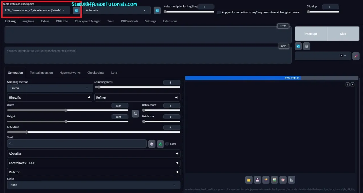 Access dreamshaper lcm model