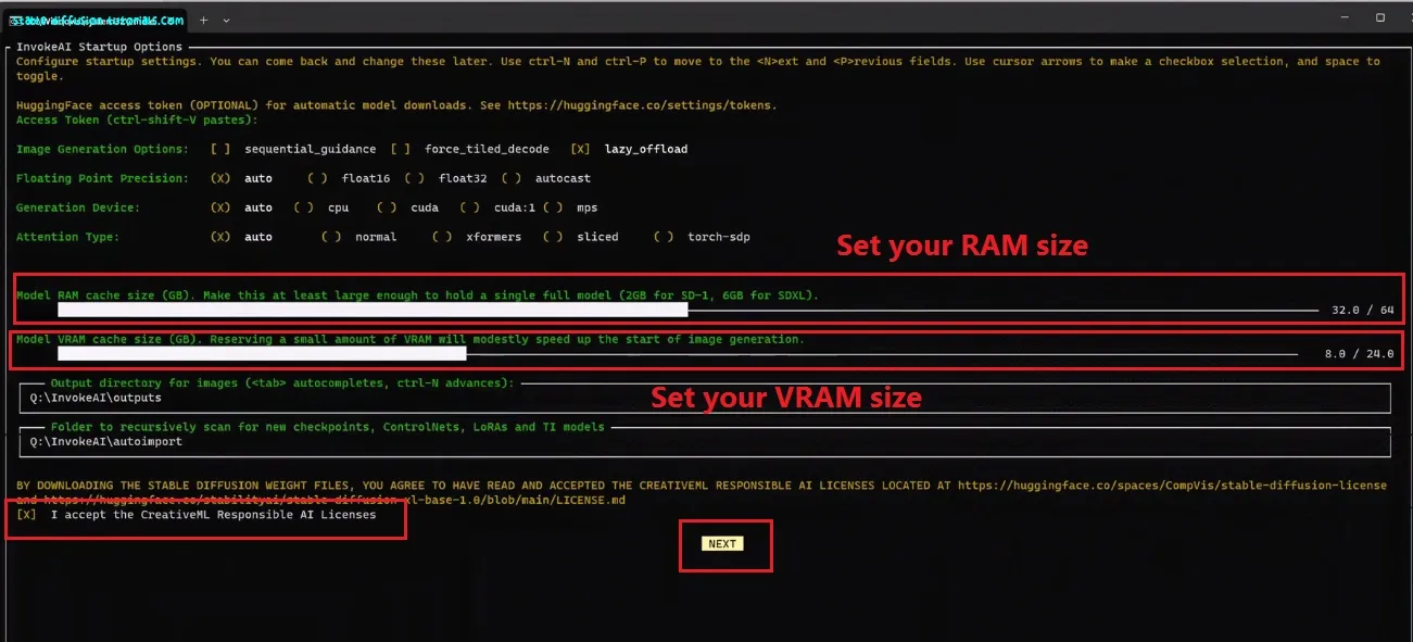 Setup VRAM and RAM size