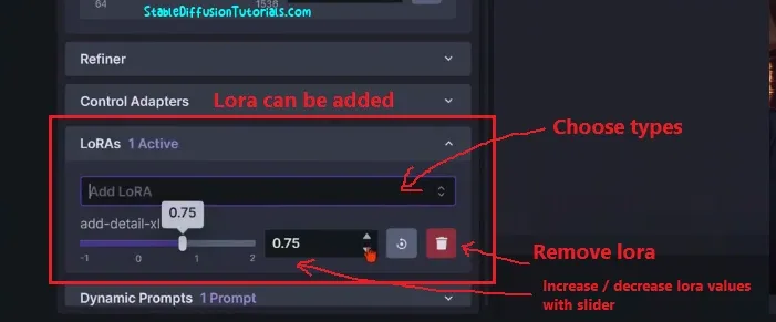 InvokeAI settings for LORA