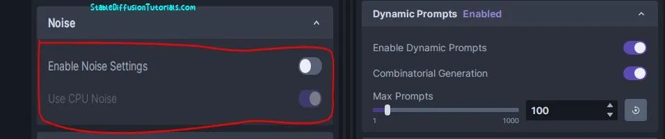 InvokeAI settings for CPU noise