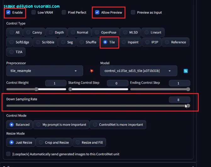 controlnet tile option