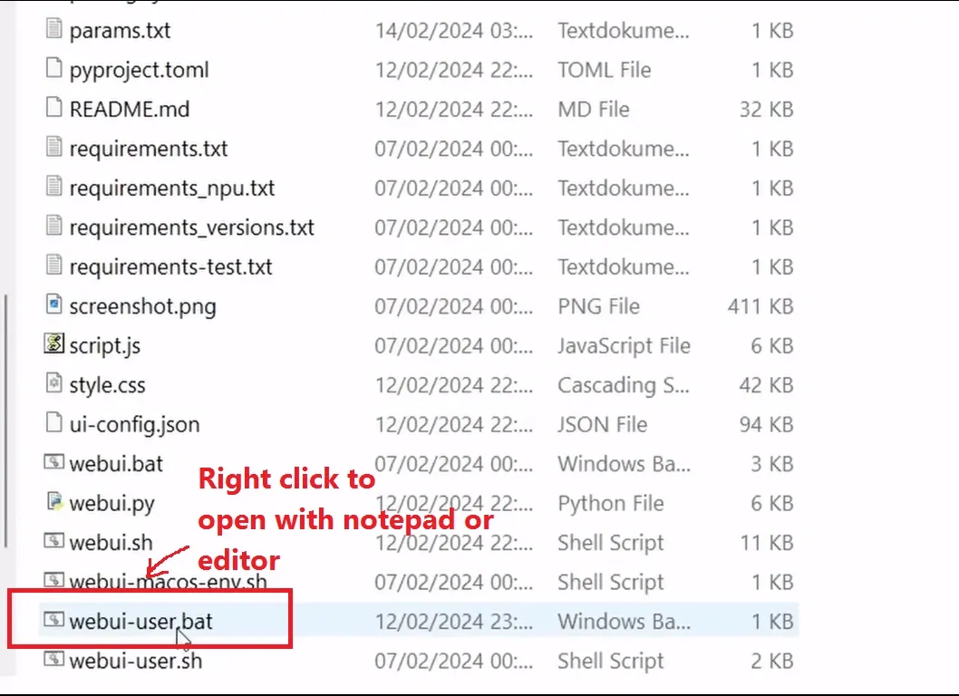 Right click on web-user.bat file