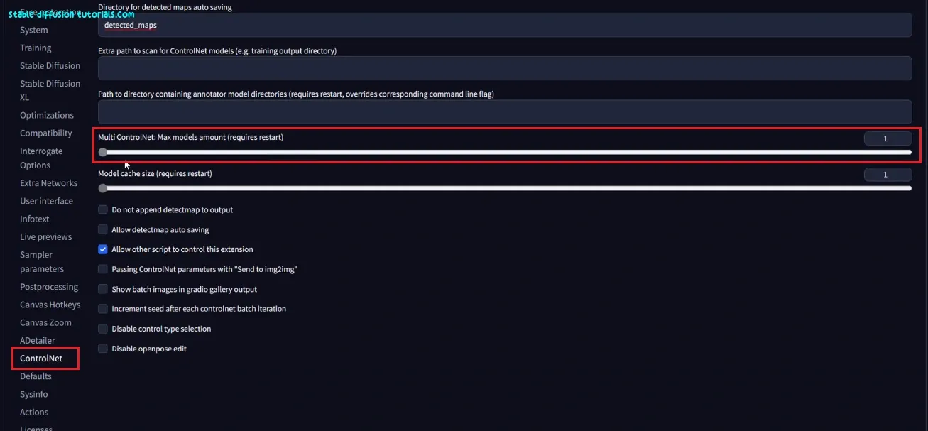 multiple control net setting