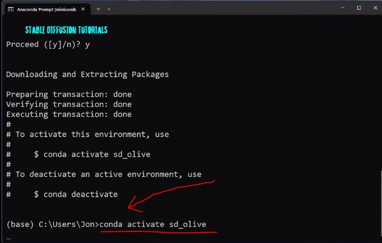 conda environment activate