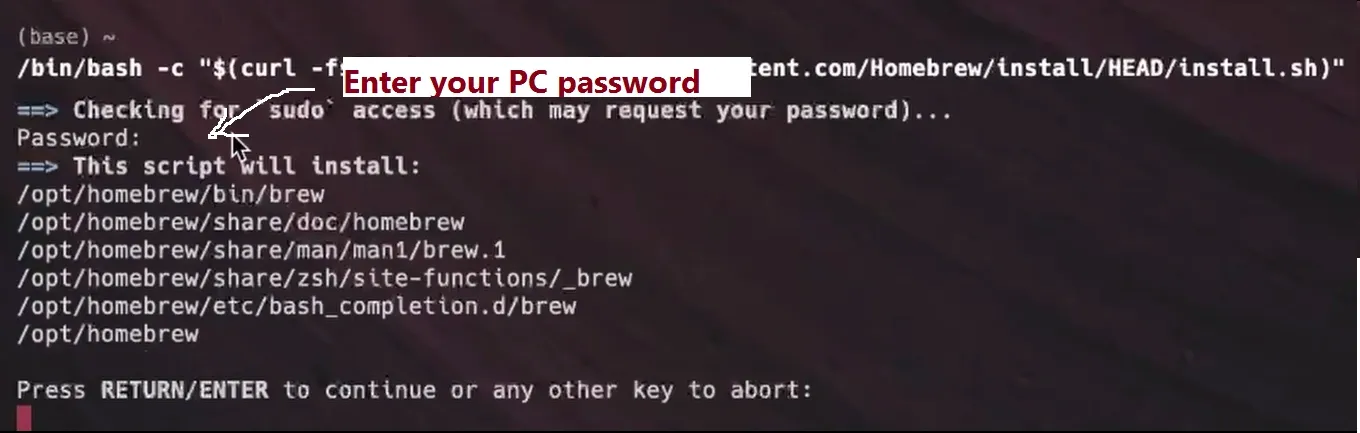 enter mac password