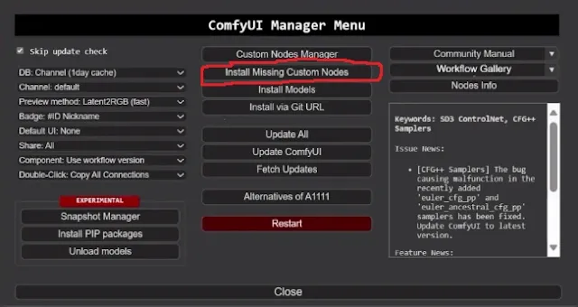 install custom nodes from manager