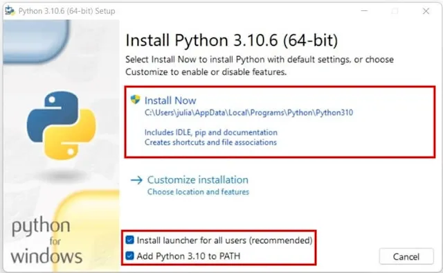 Add to path while installing python