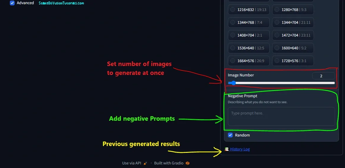 FooocusAI set negative prompts and set of images