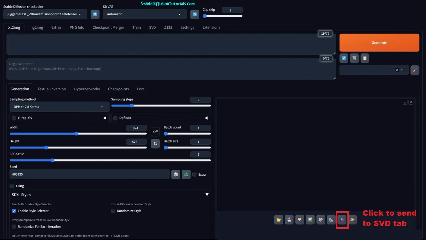 Select SVD tab