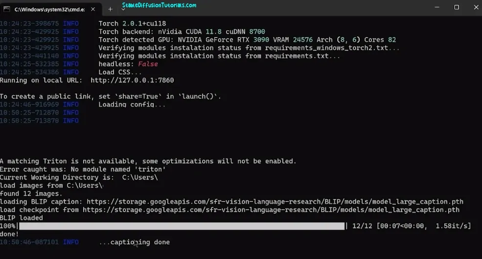 LoRA Image Captioning process