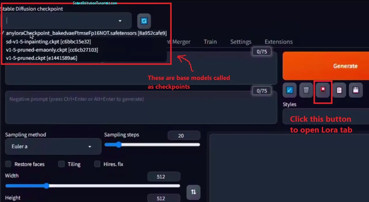 select checkpoints in Automatic1111