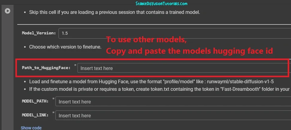 Add hugging face model id