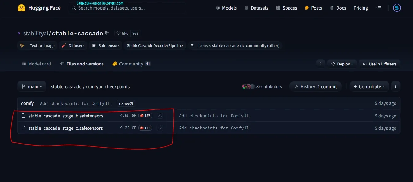 Stable cascade Comfui checkpoints