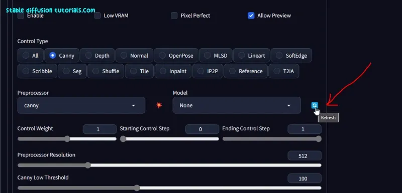 restart automatic1111 to load controlnet