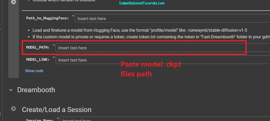 paste model ckpt file path