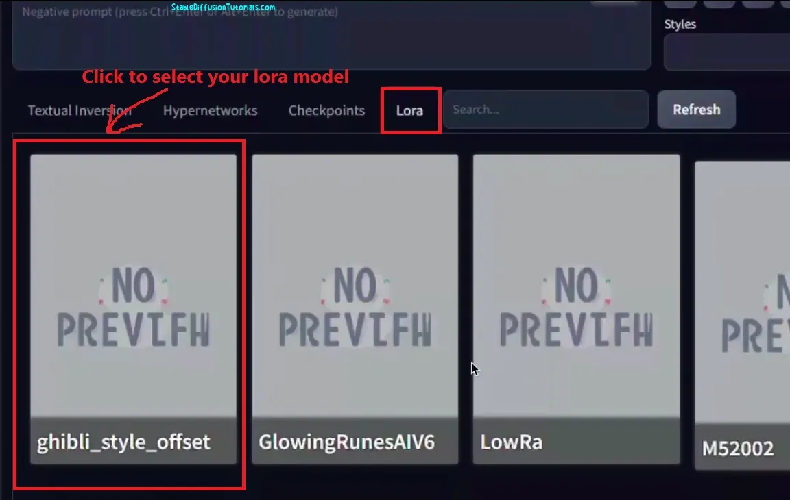 Select model from LoRA tab in Automatic1111