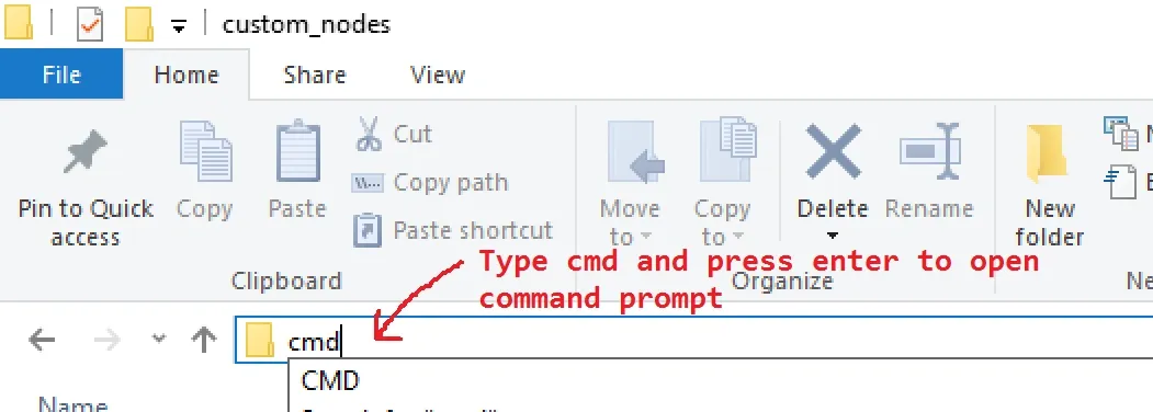 Open command prompt inside custom nodes folder