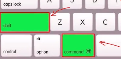 command shift key of mac