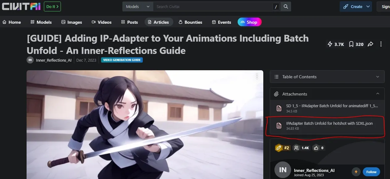 download the ipadapter with animatediff workflow