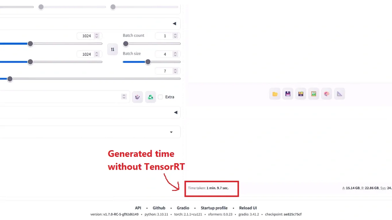 Generated time without NVIDIA TensorRT