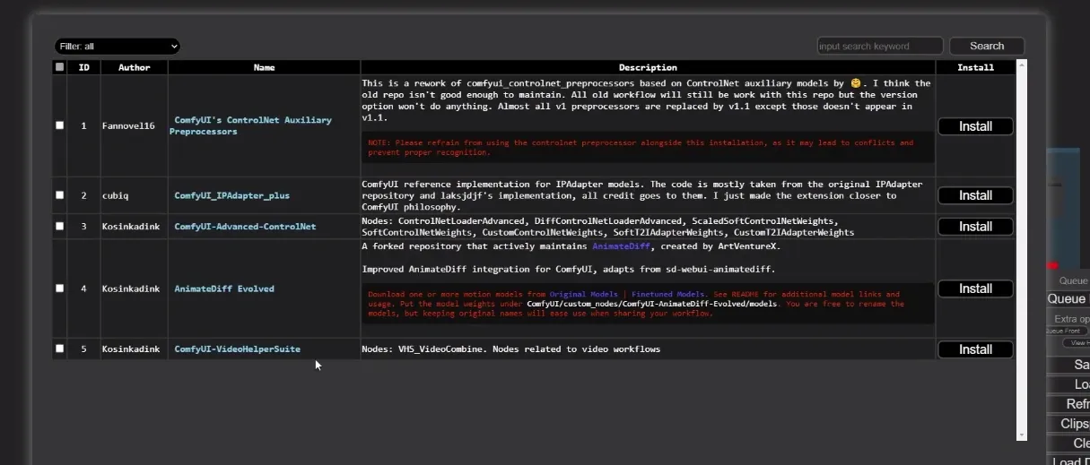 installing all nodes from list