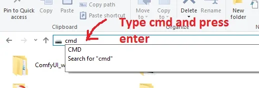 type cmd to open command prompt