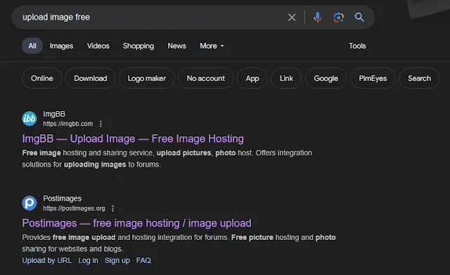 search any uploading image site