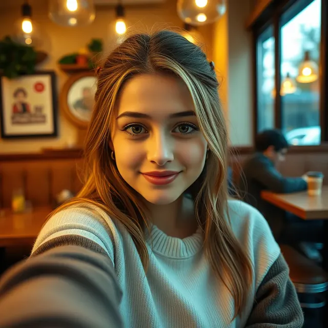 selfie portrait in restaurant