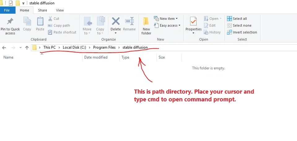 path directory for stable diffusion