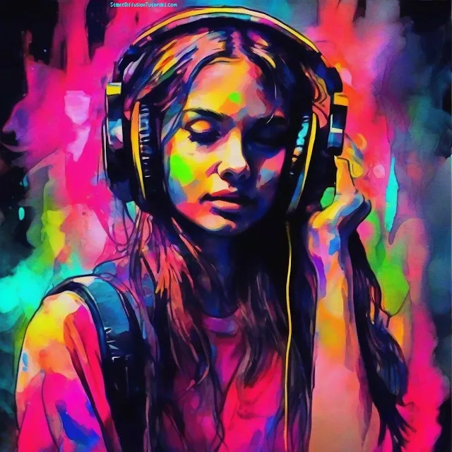 A girl wearing headphone (Forge)