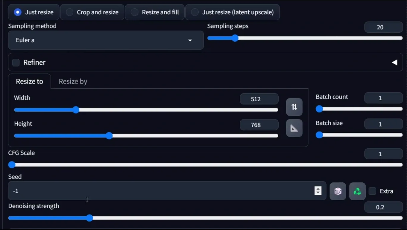 setup image settings for generation