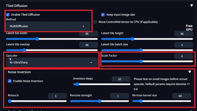 Settings for multidiffusion