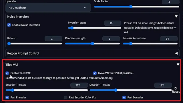 settings for tiled VAE